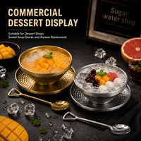 Ensemble de 3 bols à dessert modernes de style coréen en acier inoxydable, écologiques et compatibles lave-vaisselle, forme en V, martelé diamant, pour glaces et coupes glacées