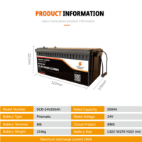 Surveillance Bluetooth haute capacité systèmes de stockage solaire hors réseau 24V 200Ah LiFePO4 batterie au lithium-ion prismatique avec chauffage