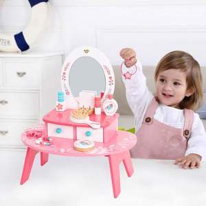 Jouet de maisonnette en bois pour <span class=keywords><strong>faire</strong></span> semblant, coiffeuse avec un ensemble complet d'accessoires de maquillage pour les petites filles de 3 ans et plus - Product Image 2