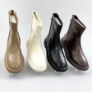 2024 Otoño Invierno botas mujer plataforma marrón negro PU corto Punk zapatos mujeres Retro zapatos botines