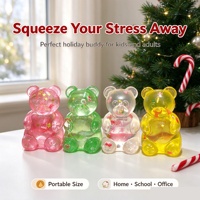 Jouet Squishy Oursons Gélifiés de Noël Mignons Transparents en Gelée, Animaux Souples à Remontée Lente, Jouets Sensoriels Anti-Stress à Pincer, Cadeaux de Fêtes