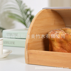 Caja de Pan de Bambú Rectangular con Tapa Abatible de Acrílico para Almacenamiento de Pan - Product Image 4