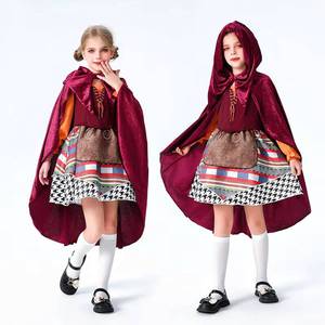 Disfraz de Caperuza Roja Medieval para Niñas, Disfraz de Caperuza Roja para Halloween, Disfraz de Caperuza Roja para Niños - Product Image 1