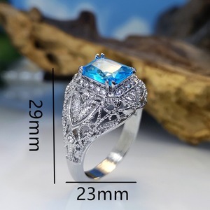 Anello quadrato blu da donna con design geometrico, accessorio da dito per uso quotidiano - Product Image 5
