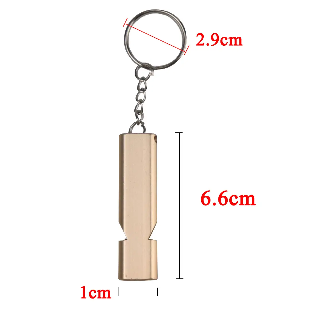 Outdoor Camping Hiking Emergency Equipment Flat Aluminum Alloy Survival Whistle Wholesale