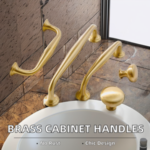 Premium Adjustable Solid Brass Cabinet Handles 96mm Furniture Door Wardrobe Drawer and Kitchen Bedroom <b>Dresser</b> Wardrobe Handles - Product Image 2