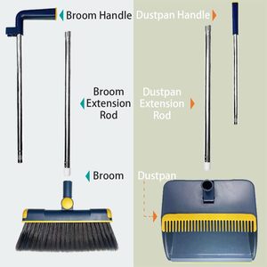 Juego de Escoba y Recogedor de Mango Largo con Cerdas de Nylon Resistentes y Ecológicas para Limpieza de Pisos en Múltiples Habitaciones - Product Image 4