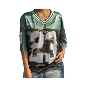 T-<span class=keywords><strong>shirt</strong></span> de basket-ball surdimensionné à col en V pour femmes - Product Image 1