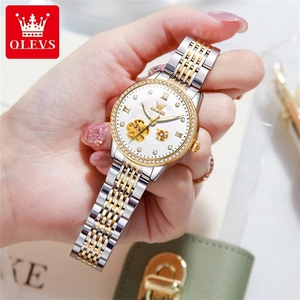 Envío Directo OLEVS 6706 Reloj Elegante de Diamantes para Mujer, Resistente al Agua, con Luz Nocturna, Reloj Mecánico Automático, Regalo para Mujer - Product Image 3