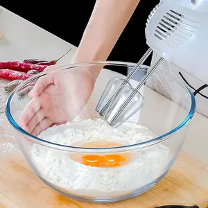 Juego de cuencos para mezclar de vidrio CE para regalos de empresa, 2500ml/43oz para cocina, preparación para hornear, servir, cocinar, cuenco apilable de borosilicato alto