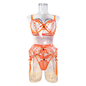 Vente en gros sur mesure Ensemble 3 pièces en maille érotique pour femmes matures Lingerie sexy respirante pour femmes Lingeries sexy - Product Image 1