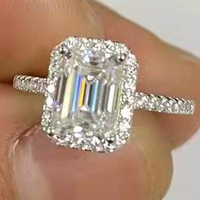 Bague de fiançailles carrée en Moissanite 2023 en argent Sterling 925, bague de mariage