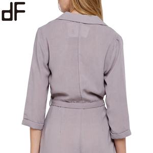 Ceinture de taille grise personnalisée combinaisons formelles pour dames tenue de bureau Wrap Blazer combishorts pour l'été style «affiche fille» - Product Image 5