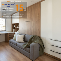 Lit Murphy moderne avec armoire 2 en 1, ensemble de meubles de chambre à coucher, design en bois, gain de place