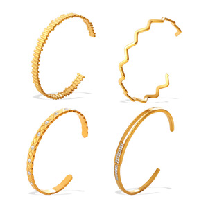 Gold <b>Bracelets</b> Women's Diamond Encrusted Open Stackable <b>Bangle</b> Jewelry Everyday Wear Round Brilliant Cut Synthetic Lab Grown - Product Image 5