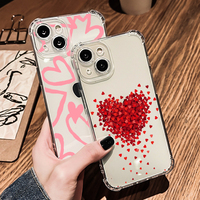 Love Heart Luxury TPU Phone Case iPhone 15 Pro Max Airbags Shockproof Printed Design Model Compatible 8Plus 12ProMax 18