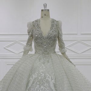 Váy cưới cho cô dâu thoải mái thiết kế V cổ dài tay áo cưới sang trọng - Product Image 4