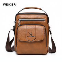 WEIXIER Sac à bandoulière pour homme en cuir PU rétro, de haute qualité, durable, sac à main vintage, petit sac à bandoulière