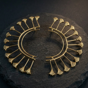 Gold Plated Brass Fashion <b>Cuff</b> <b>Earrings</b> Boho Fan Design Statement <b>Ear</b> Wrap for Women - Product Image 3