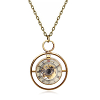 Montre à remontage manuel BOSHIYA, poche à vent robotique, pour homme et femme, collier vintage, cuivre pur, mécanique, boule de verre, squelette antique