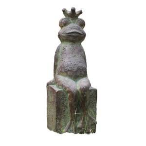 Handmade del metallo finitura in fibra di yoga statua frog figurine - Product Image 1