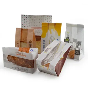 Custom Logo Paper Bread Bag With Window, High Quality Paper Bag For Food Kraft Bag Bakery Cookie Cake Bread