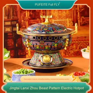 Marmite en <span class=keywords><strong>cuivre</strong></span> enfichable pour 2-3 personnes Old Beijing Special Copper Baking Dish & Pan avec cuisinière à alcool domestique - Product Image 6