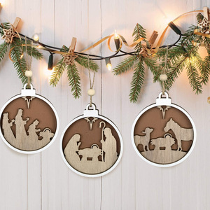 Wholesale <b>Wooden</b> Christmas Ornaments New <b>Animal</b> <b>Carving</b> Hanging Decorations for Christmas Tree and Home Decor Dropshipping - Product Image 4