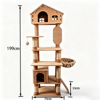 Arbre à chat multifonctionnel moderne et durable en liège naturel à 6 niveaux, grand complexe pour chat avec poteaux à gratter en sisal