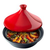Meilleure vente Pot de tagine en fonte-Tajine marocain de 3.65 pintes avec Base en fonte émaillée et couvercle en forme de cône