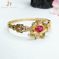 Évider Plaqué Or Diamants Bracelets Vintage Pierres Précieuses Bracelets Fleur Forme Bijoux Pierre Facettes Cultivées Rubis Bracelets