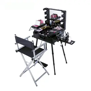 Chaise de maquillage en aluminium noir Chaise de réalisateur extérieure pliable Chaise de plage Salon de beauté extérieur portable