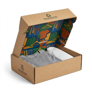 Boîte en carton ondulé recyclé pour l'expédition de vêtements, t-shirts et chaussures, avec impression couleur recto-verso, pour la vente en gros et le commerce électronique. - Product Image 1