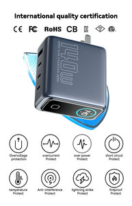 Cargador Rápido IBD GAN PD 3.1 de 140W con Pantalla TFT, Cargadores de Pared 4 en 1, Adaptadores Plegables con Enchufe para Reino Unido, Estados Unidos y Europa para Teléfono Móvil, Portátil y Tableta - Product Image 3
