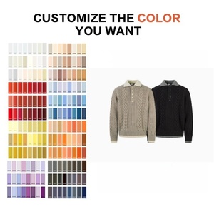 เสื้อโปโลสไตล์ Old Money ลายเกลียวขนมปังทอด สำหรับผู้ชายและผู้หญิงในฤดูใบไม้ร่วงและฤดูหนาว - Product Image 1