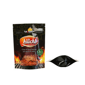 חום מותאם אישית חותם לחות פלסטיק לעמוד למעלה שקיות אריזת בילטונג בשר עם חריץ דמעה - Product Image 4