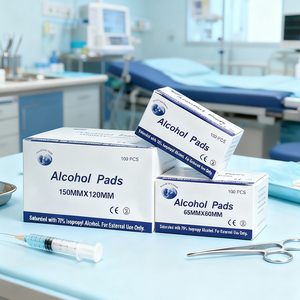 Toallitas y Almohadillas de Algodón con <span class=keywords><strong>Alcohol</strong></span> Médico al 70%, 65*60mm, Certificación CE, Esterilizadas, Logotipo Personalizado - Product Image 4