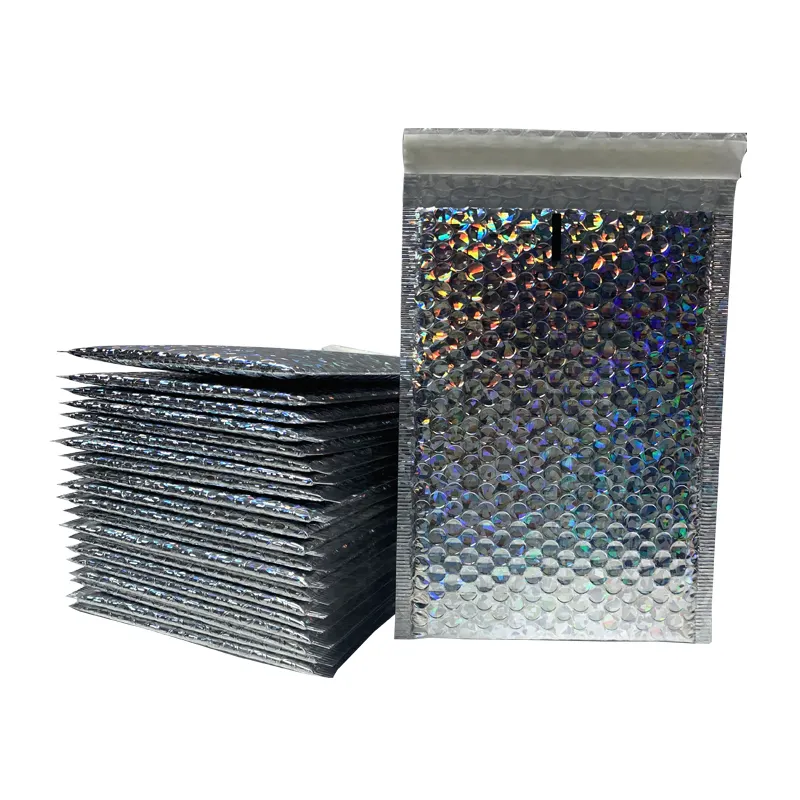 Diamanten Schitteren Kleine Aluminiumfolie Decoratieve Metallic Bubble Mailers Gift Verpakking Zilver Poly Bubble Mailers Enveloppen