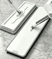 Serpillère plate en microfibre de haute qualité de 42 cm avec manche en acier réglable, essorage coulissant, nettoyage sec et humide, conception détachable