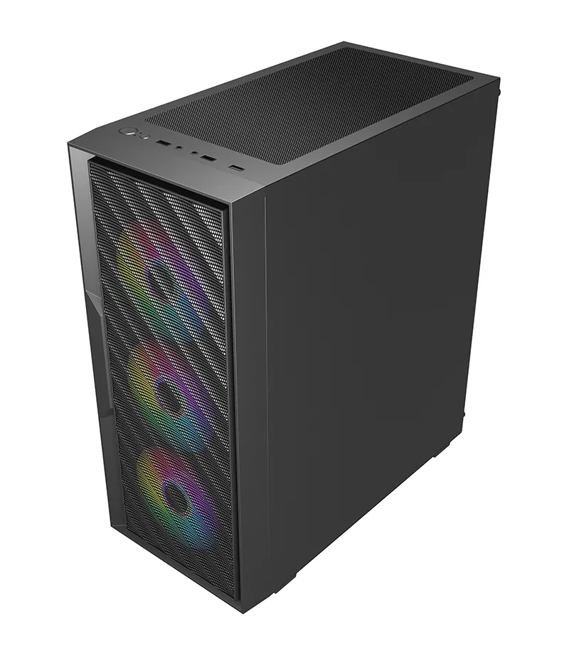 High Quality ATX Gaming PC Tower Case with Steel Mesh Panel Design 7 PCI Slots and Glass Panel 3.0 USB for Desktop Computer