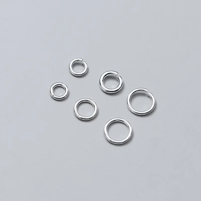 Anéis de prata esterlina S925 de vários tamanhos, anéis fechados e abertos para colar, pinos, conectores, joias, fornecedor de descobertas