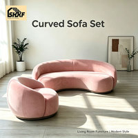 Canapé d'angle 2 places Arc, ensemble de meubles modernes en velours rose, canapés élégants pour intérieurs raffinés, fabricant de canapés uniques