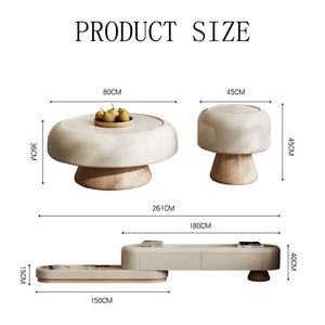 Meuble <span class=keywords><strong>TV</strong></span> <span class=keywords><strong>incurvé</strong></span> moderne, couleur crème, grand rangement, mobilier de salon, élégant et durable - Product Image 6