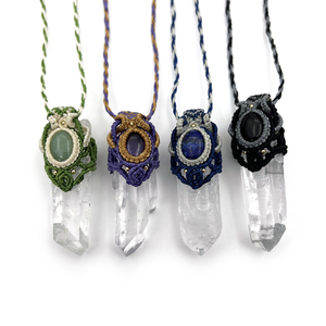 Collier pendentif bohème en macramé, chaîne en corde avec pierres précieuses naturelles multicolores, bijoux pour femmes, cadeau - Product Image 1