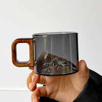 Taza de café de vidrio de 110 ml con mango de madera de nogal, para café recién molido, té, leche, desayuno, para el hogar.