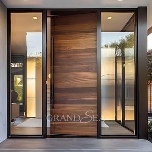 Diseño de patrón de madera Puerta de entrada blindada para el hogar de gama alta para exteriores Puerta de entrada antirrobo de seguridad de acero moderna para la venta - Product Image 3