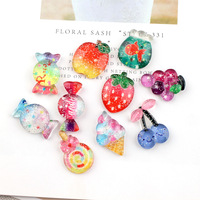 Kawaii fragola anguria ciliegia resina cabochon ciondoli melma frutta con polvere Glitter per Scrapbooking fai da te