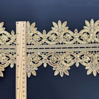 Dentelle florale ethnique en fil d'or et paillettes, broderie soluble dans l'eau, accessoires pour vêtements d'enfants, costumes de danse, robes de mariée