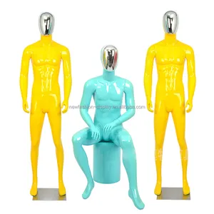 Boutique Shop Stand manichini Muscle Man Chrome Model Display rosso giallo manichino completo maschile per abiti
