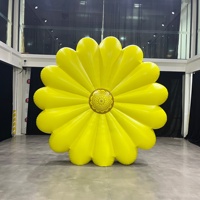 Fleur géante gonflable personnalisée en forme de marguerite avec éclairage LED, en tissu Oxford et PVC, double couche, hermétique, décoration gonflable